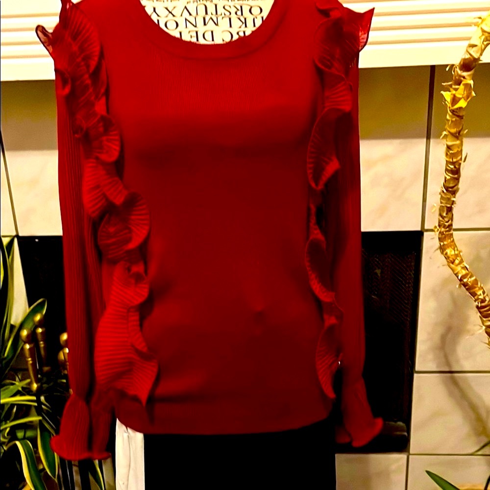Elegant Ruffled Burgundy Top